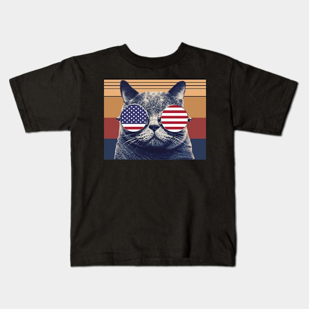 Ameowica America - Independence Day Kids T-Shirt by MaydenArt